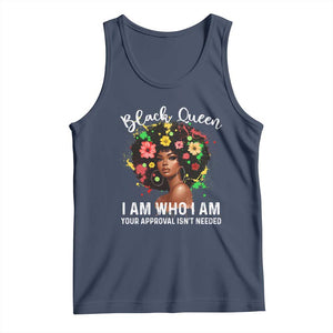 Proud African American Melanin Black Afro Girl Tank Top Black Queen I Am Who I Am Your Approval Isn't Needed TS11 Navy Print Your Wear