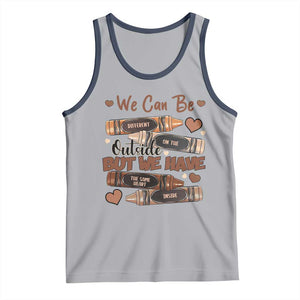 African American Teacher Tank Top We Can Be Different On The Outside But We Have The Same Heart Inside Melanin Crayons TS11 Athletic Heather Navy Print Your Wear