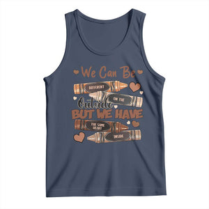 African American Teacher Tank Top We Can Be Different On The Outside But We Have The Same Heart Inside Melanin Crayons TS11 Navy Print Your Wear