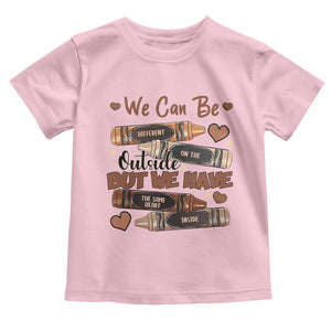 African American Teacher Toddler T Shirt We Can Be Different On The Outside But We Have The Same Heart Inside Melanin Crayons TS11 Light Pink Print Your Wear
