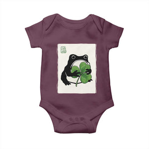 Funny Grumpy Frog Japanese St Patricks Day Baby Onesie TS11 Maroon Print Your Wear