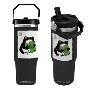 Funny Grumpy Frog Japanese St Patricks Day Flip Straw Tumbler TS11 One Size: 30 oz Black Print Your Wear