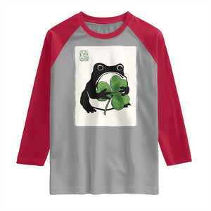 Funny Grumpy Frog Japanese St Patricks Day Raglan Shirt TS11 Sport Gray Red Print Your Wear