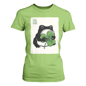 Funny Grumpy Frog Japanese St Patricks Day T Shirt For Women TS11 Lime Print Your Wear