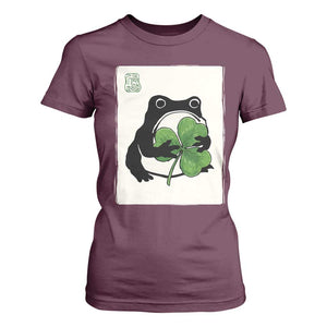 Funny Grumpy Frog Japanese St Patricks Day T Shirt For Women TS11 Maroon Print Your Wear