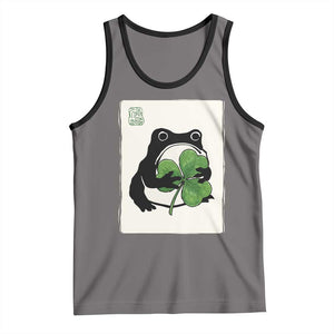 Funny Grumpy Frog Japanese St Patricks Day Tank Top TS11 Deep Heather Black Print Your Wear
