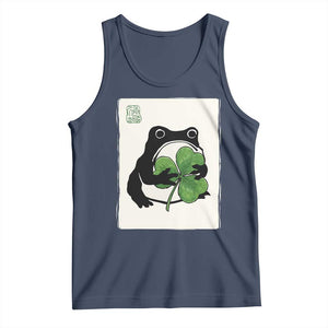 Funny Grumpy Frog Japanese St Patricks Day Tank Top TS11 Navy Print Your Wear