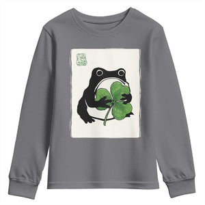 Funny Grumpy Frog Japanese St Patricks Day Youth Sweatshirt TS11 Charcoal Print Your Wear