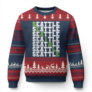 Seattle Fan 12 Athletic Number Ugly Christmas Sweater City Football Game Day TS11 Navy Red Print Your Wear