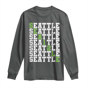 Seattle Fan 12 Athletic Number Long Sleeve Shirt City Football Game Day TS11 Dark Heather Print Your Wear
