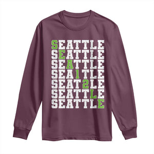 Seattle Fan 12 Athletic Number Long Sleeve Shirt City Football Game Day TS11 Maroon Print Your Wear
