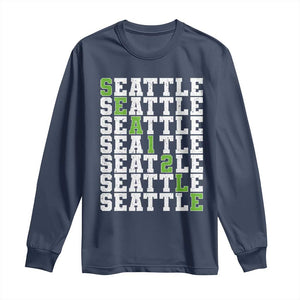 Seattle Fan 12 Athletic Number Long Sleeve Shirt City Football Game Day TS11 Navy Print Your Wear