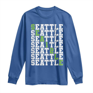 Seattle Fan 12 Athletic Number Long Sleeve Shirt City Football Game Day TS11 Royal Blue Print Your Wear