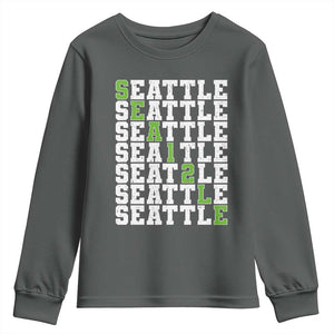 Seattle Fan 12 Athletic Number Youth Sweatshirt City Football Game Day TS11 Dark Heather Print Your Wear