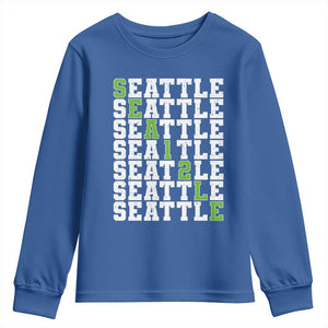 Seattle Fan 12 Athletic Number Youth Sweatshirt City Football Game Day TS11 Royal Blue Print Your Wear