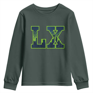 Seattle LX Game Day Washington Space Needle Skyline Youth Sweatshirt TS11 Dark Forest Green Print Your Wear