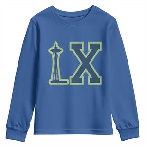 Seattle LX Game Day Washington Space Needle Sport Fan Youth Sweatshirt TS11 Royal Blue Print Your Wear