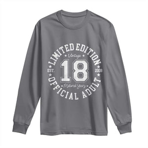 Funny 18th Birthday Long Sleeve Shirt Est 2008 Limited Edition Official Adult TS11 Charcoal Print Your Wear