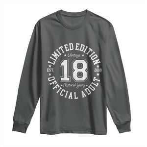 Funny 18th Birthday Long Sleeve Shirt Est 2008 Limited Edition Official Adult TS11 Dark Heather Print Your Wear