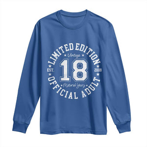Funny 18th Birthday Long Sleeve Shirt Est 2008 Limited Edition Official Adult TS11 Royal Blue Print Your Wear