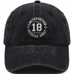 Funny 18th Birthday Washed Cotton Baseball Cap Est 2008 Limited Edition Official Adult