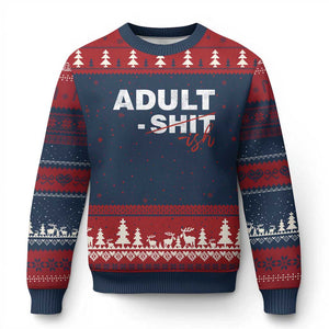 Funny Adultish 18th Birthday Ugly Christmas Sweater Adult Shit 18 Years Old Joke TS11 Navy Red Print Your Wear