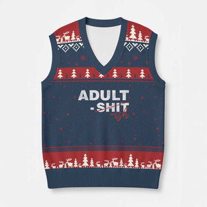 Funny Adultish 18th Birthday V-Neck Knit Sweater Vest Adult Shit 18 Years Old Joke TS11 Navy Red Print Your Wear