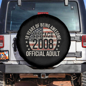 Funny 18th Birthday Spare Tire Cover 18 Years Of Being Awesome Vintage 2008 Official Adult American Flag TS11 No hole Black Print Your Wear