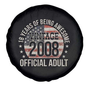 Funny 18th Birthday Spare Tire Cover 18 Years Of Being Awesome Vintage 2008 Official Adult American Flag TS11 Print Your Wear