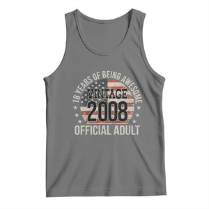 Funny 18th Birthday Tank Top 18 Years Of Being Awesome Vintage 2008 Official Adult American Flag TS11 Black Heather Print Your Wear