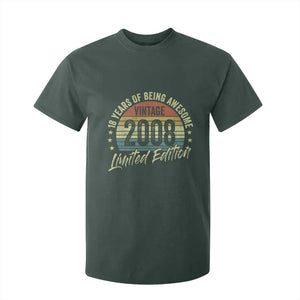 Funny 18th Birthday T Shirt For Kid 18 Years Old Gifts Vintage 2008 Limited Edition TS11 Dark Forest Green Print Your Wear