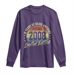 Funny 18th Birthday Long Sleeve Shirt 18 Years Old Gifts Vintage 2008 Limited Edition TS11 Purple Print Your Wear