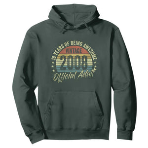 Funny 18th Birthday Hoodie 18 Years Old Gifts Vintage 2008 Official Adult TS11 Dark Forest Green Print Your Wear