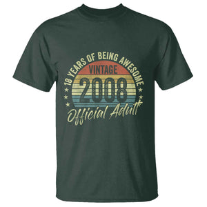 Funny 18th Birthday T Shirt 18 Years Old Gifts Vintage 2008 Official Adult TS11 Dark Forest Green Print Your Wear