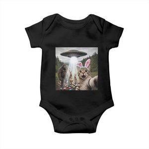 Funny Cat Selfie with Easter Bunny Bigfoot UFO Baby Onesie TS11 Black Print Your Wear