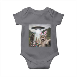 Funny Cat Selfie with Easter Bunny Bigfoot UFO Baby Onesie TS11 Charcoal Print Your Wear