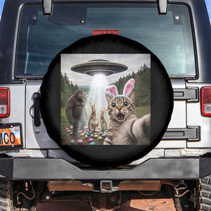 Funny Cat Selfie with Easter Bunny Bigfoot UFO Spare Tire Cover TS11 No hole Black Print Your Wear