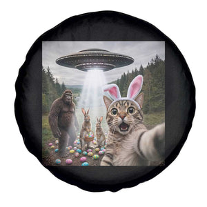 Funny Cat Selfie with Easter Bunny Bigfoot UFO Spare Tire Cover TS11 Print Your Wear