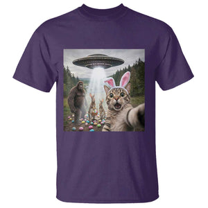 Funny Cat Selfie with Easter Bunny Bigfoot UFO T Shirt TS11 Purple Print Your Wear