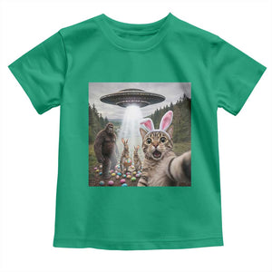 Funny Cat Selfie with Easter Bunny Bigfoot UFO Toddler T Shirt TS11 Irish Green Print Your Wear
