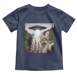 Funny Cat Selfie with Easter Bunny Bigfoot UFO Toddler T Shirt TS11 Navy Print Your Wear