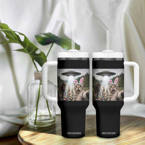 Funny Cat Selfie with Easter Bunny Bigfoot UFO Tumbler With Handle TS11 Print Your Wear