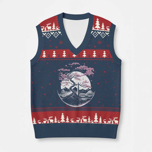 Washington DC Cherry Blossoms Monuments Memorials Japanese Style V-Neck Knit Sweater Vest TS11 Navy Red Print Your Wear