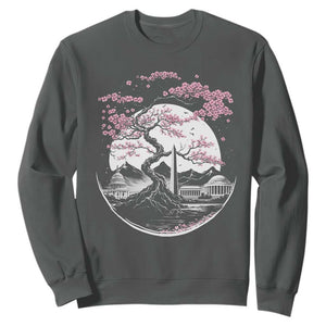 Washington DC Cherry Blossoms Monuments Memorials Japanese Style Sweatshirt TS11 Dark Heather Print Your Wear