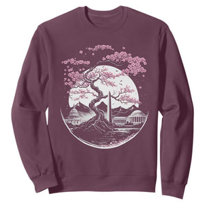Washington DC Cherry Blossoms Monuments Memorials Japanese Style Sweatshirt TS11 Maroon Print Your Wear