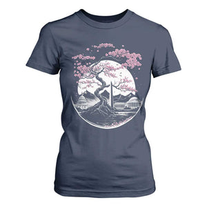 Washington DC Cherry Blossoms Monuments Memorials Japanese Style T Shirt For Women TS11 Navy Print Your Wear