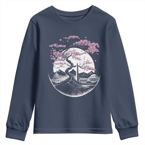 Washington DC Cherry Blossoms Monuments Memorials Japanese Style Youth Sweatshirt TS11 Navy Print Your Wear