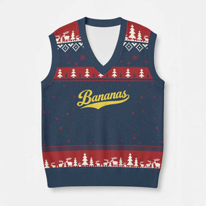 Bananas Retro Throwback Baseball Sport Lover V-Neck Knit Sweater Vest TS11 Navy Red Print Your Wear