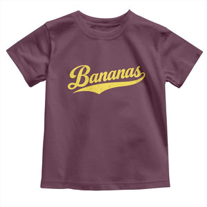 Bananas Retro Throwback Baseball Sport Lover Toddler T Shirt TS11 Maroon Print Your Wear