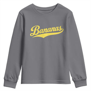 Bananas Retro Throwback Baseball Sport Lover Youth Sweatshirt TS11 Charcoal Print Your Wear